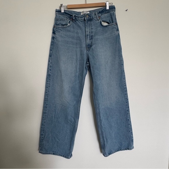 Reformation Denim - Reformation Wilder High Rise Wide Leg Cropped Light Blue Denim Jeans Size 30